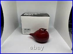 Rare Oiva Toikka Glass Bird Puffball by Iittala Finland, Finnish Sculpture Red