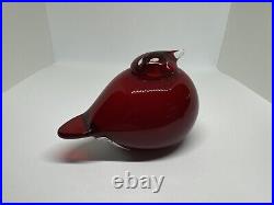 Rare Oiva Toikka Glass Bird Puffball by Iittala Finland, Finnish Sculpture Red