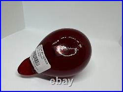 Rare Oiva Toikka Glass Bird Puffball by Iittala Finland, Finnish Sculpture Red