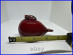 Rare Oiva Toikka Glass Bird Puffball by Iittala Finland, Finnish Sculpture Red