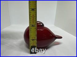 Rare Oiva Toikka Glass Bird Puffball by Iittala Finland, Finnish Sculpture Red