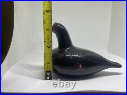 Rare Oiva Toikka Iittala BALD COOT Bird Glass Design Birds collection Duck Black