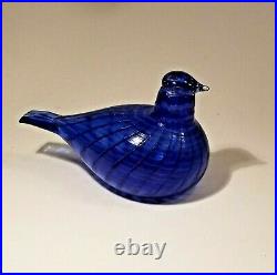 SIGNED Oiva Toikka Nuutajarvi Iittala Hand Blown Art Glass Blue Bird 6 1/2