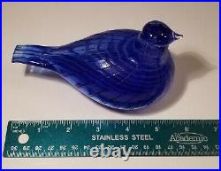 SIGNED Oiva Toikka Nuutajarvi Iittala Hand Blown Art Glass Blue Bird 6 1/2