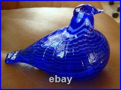 SIGNED Oiva Toikka Nuutajarvi Iittala Hand Blown Art Glass Blue Bird MINT 5 1/2