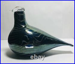 STUNNING Iittala OIVA TOIKKA Nuutajarvi Art Glass Bird Pheasant SIGNED 1985 MINT