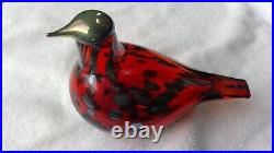 Signed Iittala O. Toikka Nuutajarvi Original Sticker Ruby Red Glass Bird-Dove