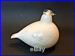 Signed Iittala Oiva Toika Nuutajarvi Art Glass Bird Willow Grouse White Figurine