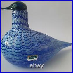 Signed O. Toikka, Birds- Blue Bird. Rare piece of Finnish glass design. Iittala
