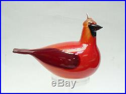 Signed Oiva Toikka Nuutajarvi Art Glass Bird Red Cardinal Iittala Finland 8.25