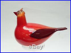 Signed Oiva Toikka Nuutajarvi Art Glass Bird Red Cardinal Iittala Finland 8.25