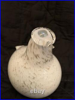 Signed Oiva Toikka Nuutajarvi Littala Finnish Art Glass Speckled White Bird Dove