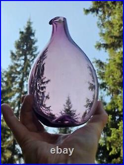 Timo Sarpaneva Purple bird bottle art glass 1960s Iittala Lintupullo