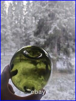 Timo Sarpaneva, green Lintupullo Bird Bottle art glass bottle Iittala Finland