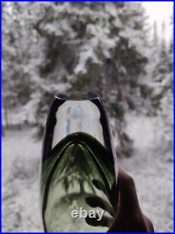 Timo Sarpaneva, green pitcher jug, bird peak nose, 1950's art glass Iittala