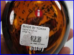 Toikka glass Art MOTHER AND BABY BIRD BY OIVA TOIKKA FOR IITTALA Finland amber