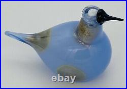 VINTAGE iittala Signed O. Toikka Nuutajarvi Pale Blue & Silver Glass Bird