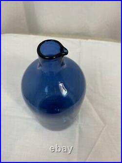 Vintage Cobalt Blue Bird Vase Signed by Timo Sarpaneva for Iittala Glass