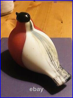 Vintage Iittala Oiva Toikka Glass Bird Red & White & Gray Made In Finland Rare