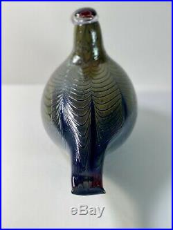 Vintage Iittala Oiva Toikka Nuutajarvi Signed Art Glass Pheasant Fassani 9.5 L