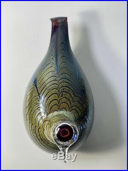 Vintage Iittala Oiva Toikka Nuutajarvi Signed Art Glass Pheasant Fassani 9.5 L