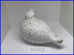 Vintage Nuutajarvi O. Toikka White Speckled Art Glass Bird Finland Iittila