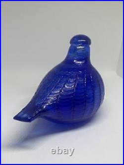 Vintage Oiva O. Toikka Signed Bluebird Cobalt Blown Glass Bird Ittala