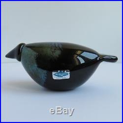 Vintage Oiva Toikka Crow Nuutajarvi Black Lustre, Art Glass Raven Bird Signed